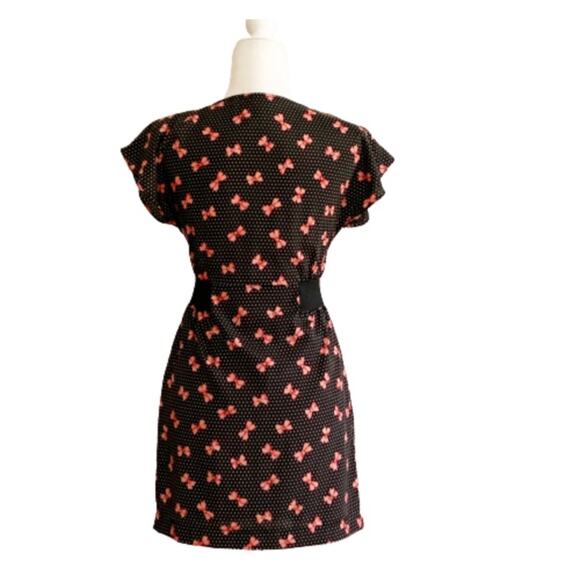Gianni Bini GB Dress Zipper Front Bow Print Polka Dot Mini Dress Size Small - Picture 4 of 15